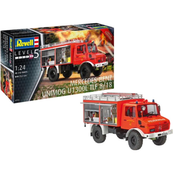 Фото - Набір для моделювання техніки Revell Пожежна машина Unimog U1300L TLF 8/18 1:24 (RVL-07512)
