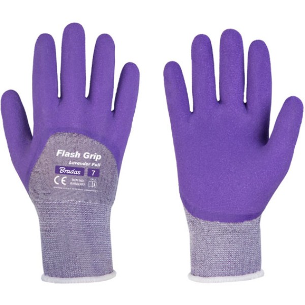 Фото - Рукавички садові BRADAS FLASH GRIP LAVENDER FULL розмір 7 (RWFGLRF7)