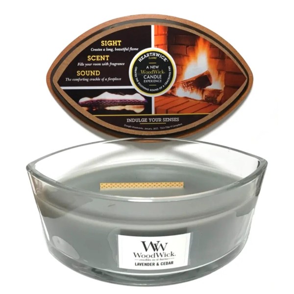 Фото - Свеча стекло Woodwick Ellipse Lavender & Cedar (Лаванда с Кедром) 453г (1666260E)