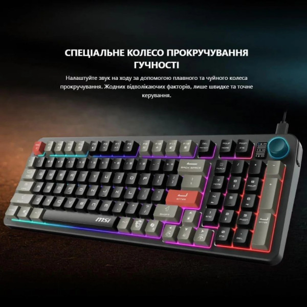 Фото - Клавіатура дротова ігрова MSI FORGE GK110 UA Black (S11-04UA226-HH9)
