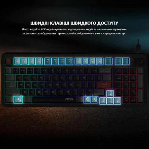 Фото - Клавіатура дротова ігрова MSI FORGE GK110 UA Black (S11-04UA226-HH9)