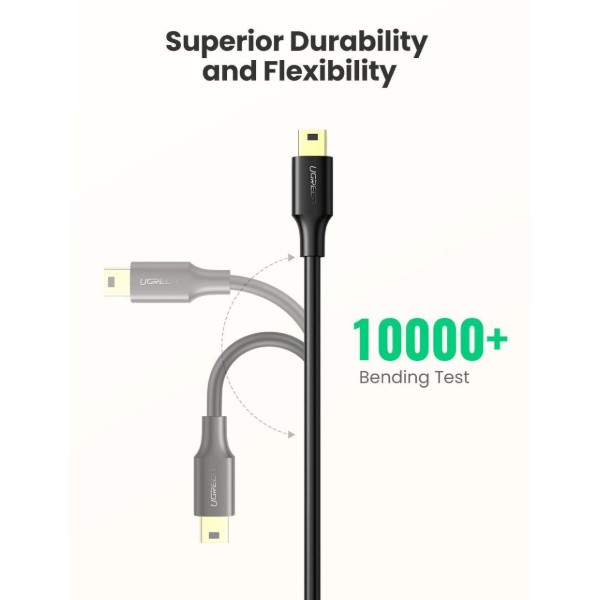 Фото - Кабель USB - miniUSB UGREEN US132 USB-А 2.0 Male to Mini USB 5pin Male Cable 2m Black (30472)