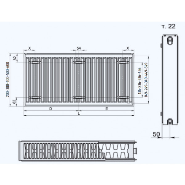 Фото - Радіатор опалення RENS 22 тип 500х700 бок.підключення