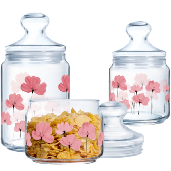 Фото - Набір ємностей для сипучих Luminarc CLUB FLORALIS 3х0.5, 0.75, 1 л (X1081)