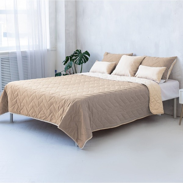 Фото - Набор покрывало + наволочки двуспальный Sonex Bora Bora 220x240 см +нав. 50x70 см 2 шт. Коричневый с бежевым (SO102397)