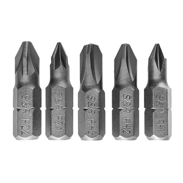 Фото - Набор бит для отвертки S&R PH1/2/3, PZ1/2 x 25 мм 5 шт. (251025005)