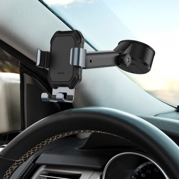 Фото - Тримач для мобільного пристрою Baseus Tank gravity car mount holder with suction base Silver (SUYL-TK0S)