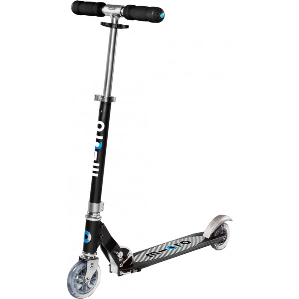 Фото - Двухколёсный самокат Micro "Sprite Special Edition" – ЧЁРНЫЙ (дека в полосочку, до 100 kg, 2-х колесный) (SA0133)