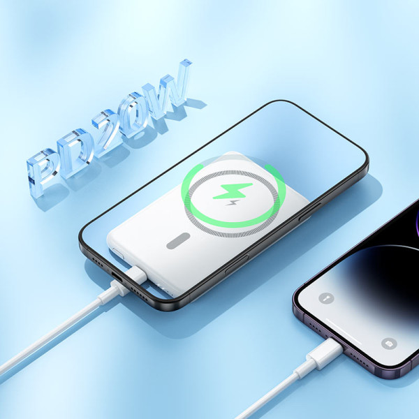 Фото - Батарея мобильная HOCO J140A Tony Magnetic MagSafe 15W + PD20W (5000 mAh) White (714867)