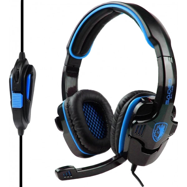 Фото - Гарнитура проводная игровая Sades Tpower Black-Blue (SA701-B-BL) Фото - Гарнитура проводная игровая Sades Tpower Black-Blue (SA701-B-BL)