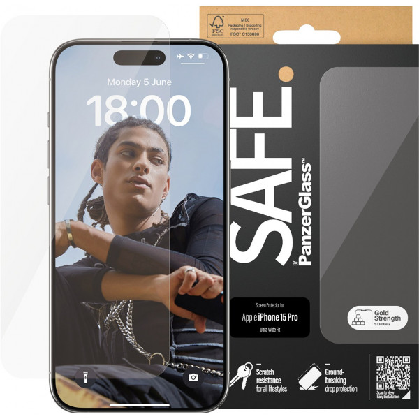 Фото - Захисне скло для смартфону PanzerGlass SAFE Screen Protector iPhone 15 Pro | Ultra-Wide Fit (PG_SAFE95535)