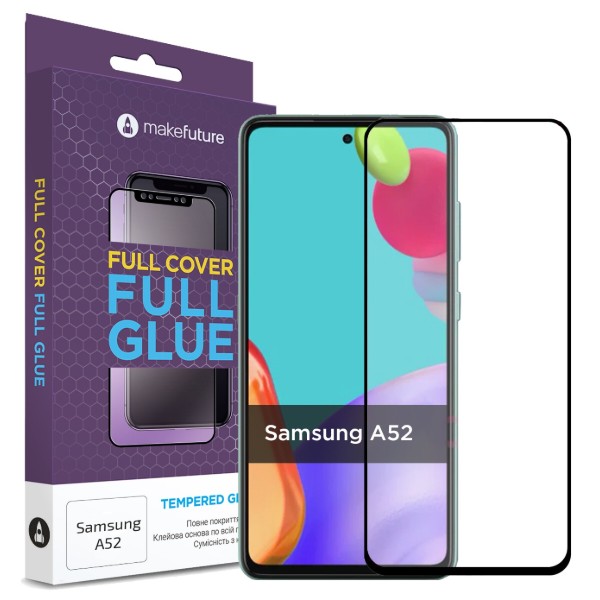 Фото - Защитное стекло для смартфона MakeFuture Full Cover Full Glue Samsung A52 (MGF-SA52) Фото - Защитное стекло для смартфона MakeFuture Full Cover Full Glue Samsung A52 (MGF-SA52)