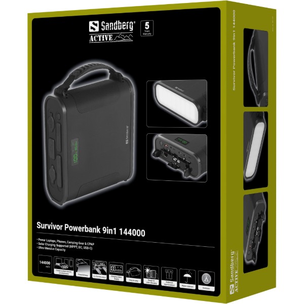 Фото - Батарея мобильная Sandberg 144000mAh Survivor 460.8 Вт/год DC12-24В 2xUSB-C 2xUSB-A 2xCar Lighter MTTP (421-37)