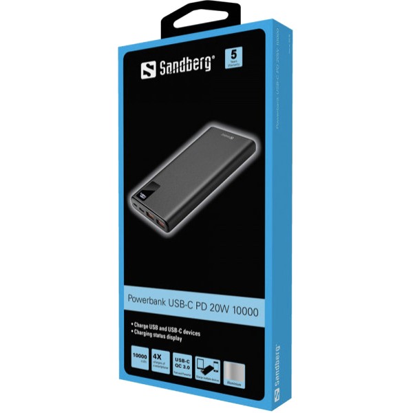 Фото - Батарея мобільна Sandberg PD 20W 10000 mAh, 2xUSB, Type-C OUT (420-58)