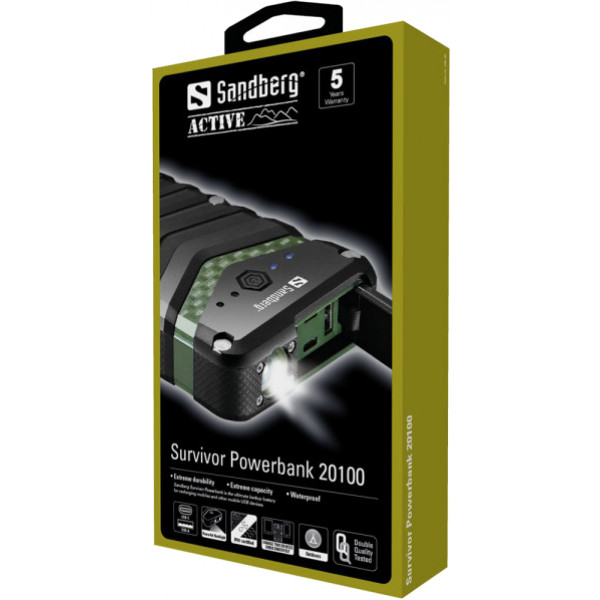 Фото - Батарея мобільна Sandberg Survivor 20100 mAh IP67, LED Torch, 2xUSB, 2.4A, Type-C OUT (420-36)