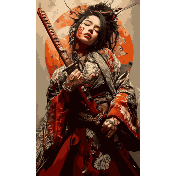 Фото - Картина по номерам Santi Девушка самурай 30х50 см (955554)