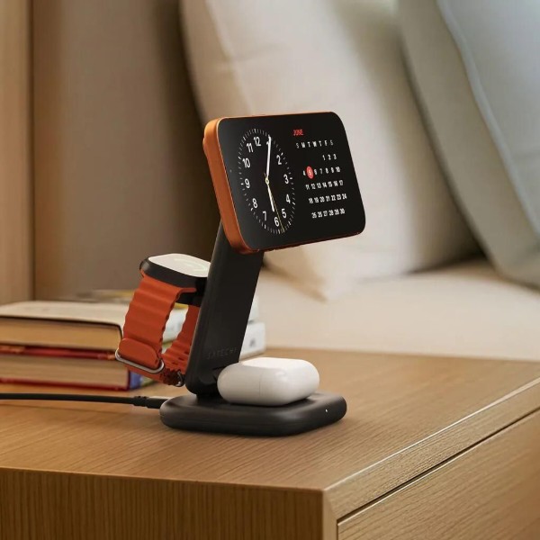 Фото - Беспроводное зарядное устройство Satechi 3в1 Foldable Qi2 25W Wireless Charging Stand Space Gray (ST-Q25F31C-EA)