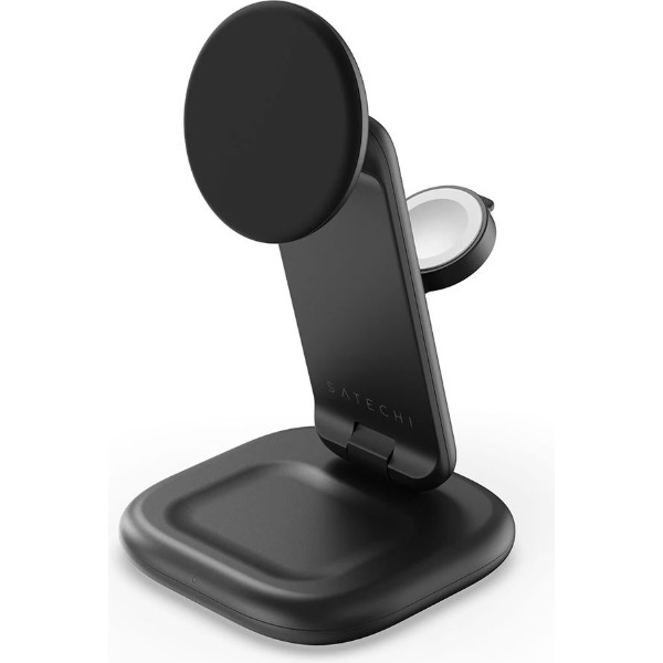 Фото - Беспроводное зарядное устройство Satechi 3в1 Foldable Qi2 25W Wireless Charging Stand Space Gray (ST-Q25F31C-EA)