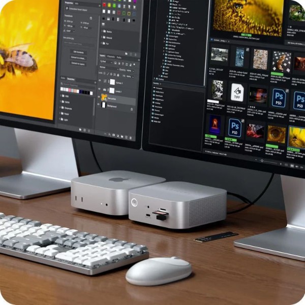 Фото - Хаб USB Satechi Thunderbolt 5 CubeDock Station with SSD Enclosure Silver (ST-DT5CES-EU)