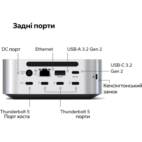 Фото - Хаб USB Satechi Thunderbolt 5 CubeDock Station with SSD Enclosure Silver (ST-DT5CES-EU)