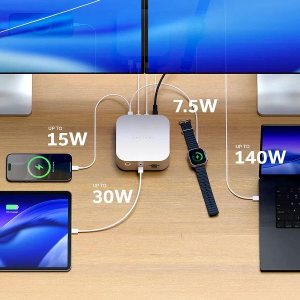 Фото - Хаб USB Satechi Thunderbolt 5 CubeDock Station with SSD Enclosure Silver (ST-DT5CES-EU)