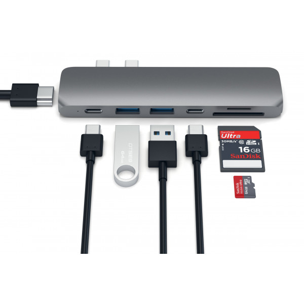 Фото - Хаб USB Satechi Aluminum Type-C Pro Hub Adapter Space Gray (ST-CMBPM)