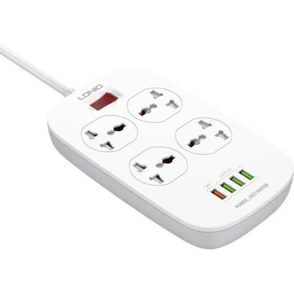 Фото - Сетевой фильтр Ldnio 4 р 4 USB + 1 QC 3.0 3.4 A 2 m White (SC4407Q)