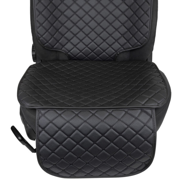 Фото - Комплект накидок під дитяче автокрісло та на спинку переднього сидіння автомобіля EVAtech ECO чорна з чорною ниткою, чорний кант SCKIDBBB