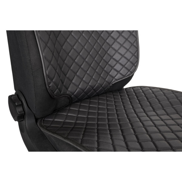 Фото - Комплект накидок під дитяче автокрісло та на спинку переднього сидіння автомобіля EVAtech ECO чорна з чорною ниткою, чорний кант SCKIDBBB