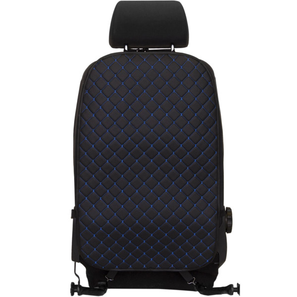 Фото - Комплект накидок під дитяче автокрісло та на спинку переднього сидіння автомобіля EVAtech ECO чорна з синьою ниткою, чорний кант SCKIDBLB