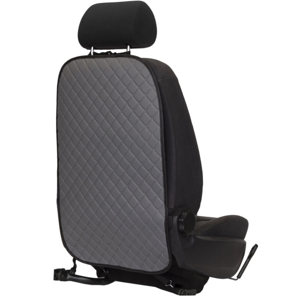 Фото - Комплект накидок під дитяче автокрісло та на спинку переднього сидіння автомобіля EVAtech ECO сіра з сірою ниткою, чорний кант SCKIDGGB