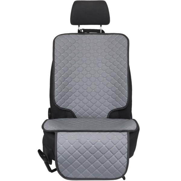 Фото - Комплект накидок під дитяче автокрісло та на спинку переднього сидіння автомобіля EVAtech ECO сіра з сірою ниткою, чорний кант SCKIDGGB