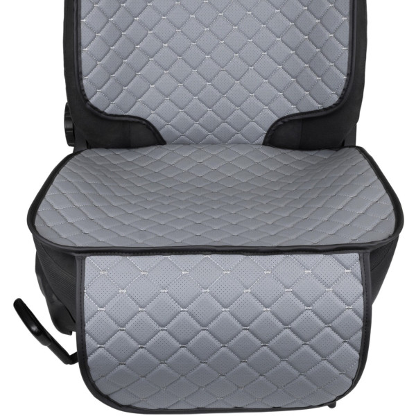 Фото - Комплект накидок під дитяче автокрісло та на спинку переднього сидіння автомобіля EVAtech ECO сіра з сірою ниткою, чорний кант SCKIDGGB