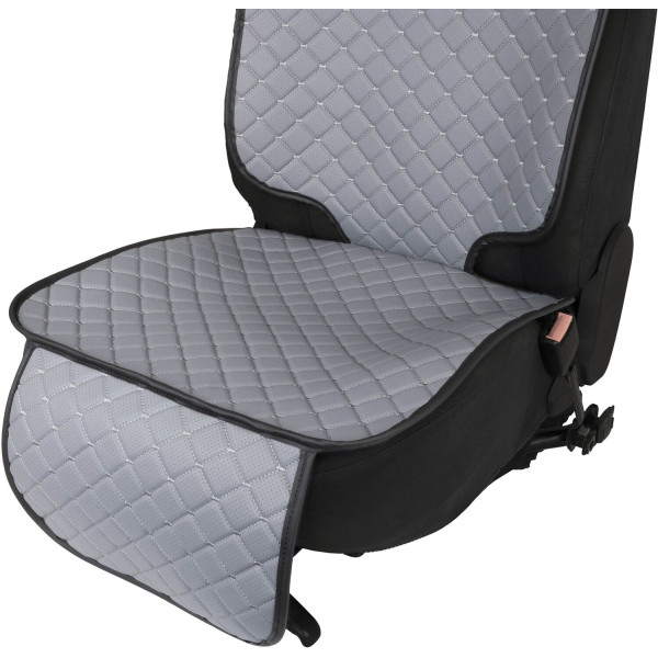 Фото - Комплект накидок під дитяче автокрісло та на спинку переднього сидіння автомобіля EVAtech ECO сіра з сірою ниткою, чорний кант SCKIDGGB