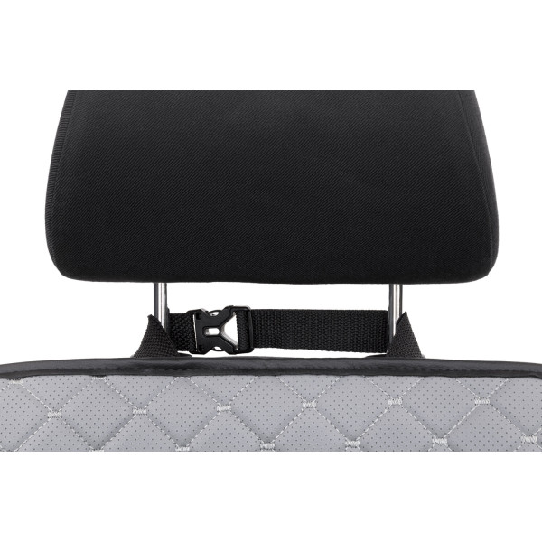 Фото - Комплект накидок під дитяче автокрісло та на спинку переднього сидіння автомобіля EVAtech ECO сіра з сірою ниткою, чорний кант SCKIDGGB