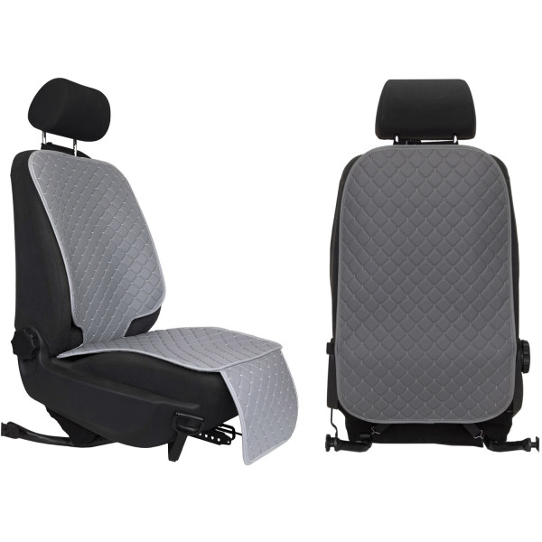 Фото - Комплект накидок під дитяче автокрісло та на спинку переднього сидіння автомобіля EVAtech ECO сіра з сірою ниткою, сірий кант SCKIDGGG