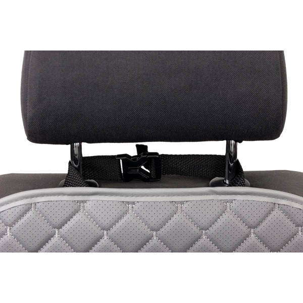 Фото - Комплект накидок під дитяче автокрісло та на спинку переднього сидіння автомобіля EVAtech ECO сіра з сірою ниткою, сірий кант SCKIDGGG