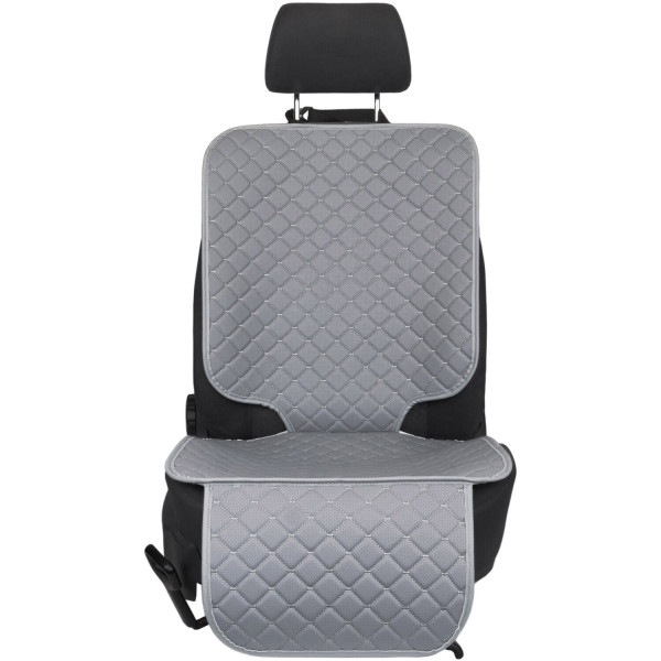 Фото - Комплект накидок під дитяче автокрісло та на спинку переднього сидіння автомобіля EVAtech ECO сіра з сірою ниткою, сірий кант SCKIDGGG