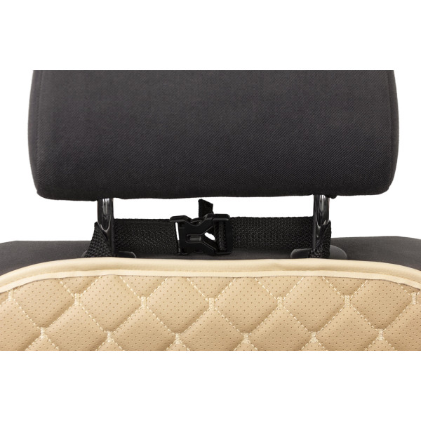 Фото - Комплект накидок під дитяче автокрісло та на спинку переднього сидіння автомобіля EVAtech ECO бежева з бежевою ниткою, бежевий кант SCKIDIII