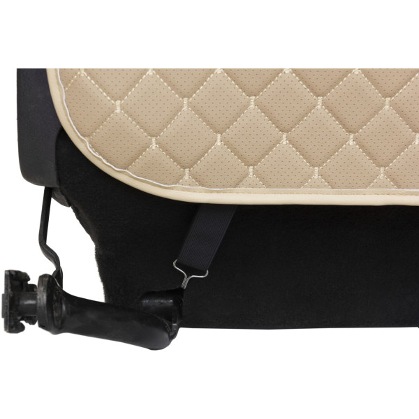 Фото - Комплект накидок під дитяче автокрісло та на спинку переднього сидіння автомобіля EVAtech ECO бежева з бежевою ниткою, бежевий кант SCKIDIII