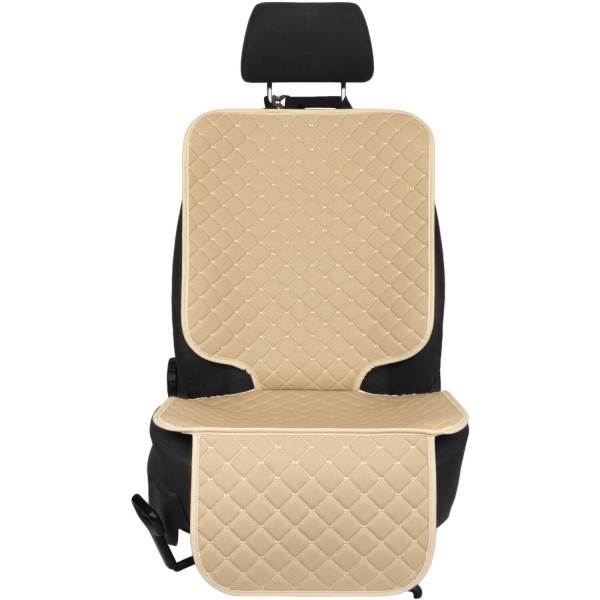 Фото - Комплект накидок під дитяче автокрісло та на спинку переднього сидіння автомобіля EVAtech ECO бежева з бежевою ниткою, бежевий кант SCKIDIII