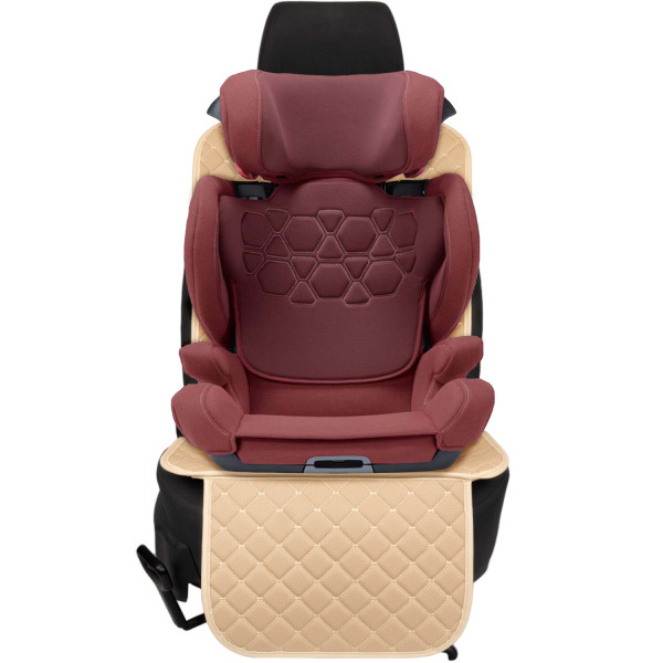 Фото - Комплект накидок під дитяче автокрісло та на спинку переднього сидіння автомобіля EVAtech ECO бежева з бежевою ниткою, бежевий кант SCKIDIII