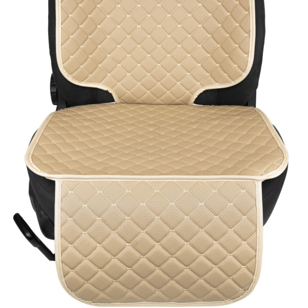 Фото - Комплект накидок під дитяче автокрісло та на спинку переднього сидіння автомобіля EVAtech ECO бежева з бежевою ниткою, бежевий кант SCKIDIII