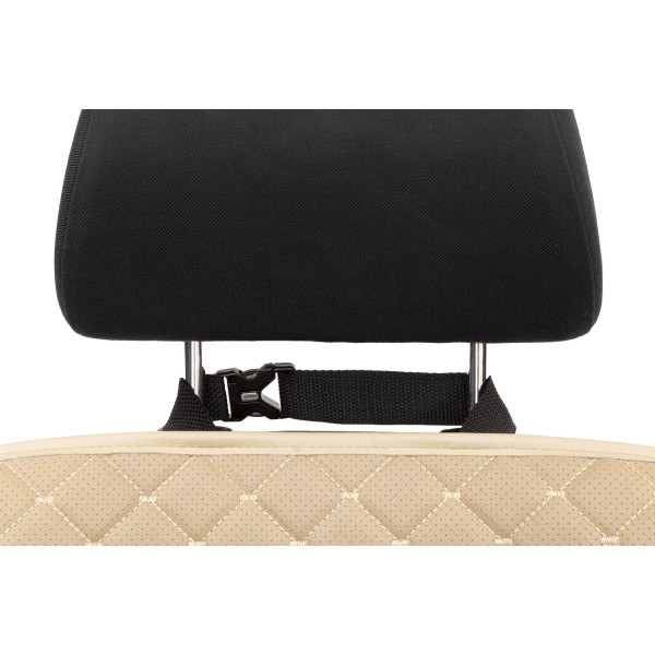 Фото - Комплект накидок під дитяче автокрісло та на спинку переднього сидіння автомобіля EVAtech ECO бежева з бежевою ниткою, бежевий кант SCKIDIII