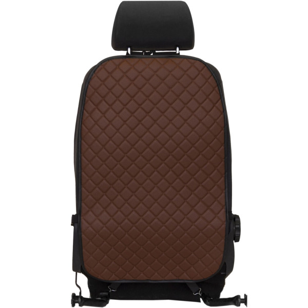 Фото - Комплект накидок під дитяче автокрісло та на спинку переднього сидіння автомобіля EVAtech ECO коричнева з коричневою ниткою, чорний кант SCKIDZZB