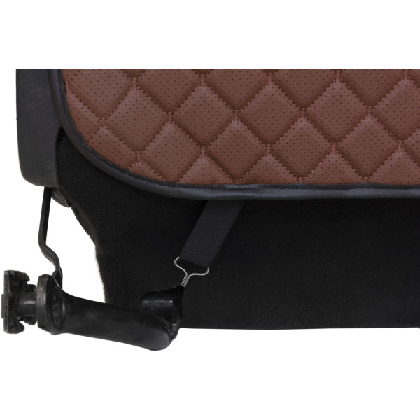 Фото - Комплект накидок під дитяче автокрісло та на спинку переднього сидіння автомобіля EVAtech ECO коричнева з коричневою ниткою, чорний кант SCKIDZZB
