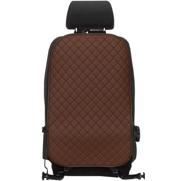 Фото - Комплект накидок під дитяче автокрісло та на спинку переднього сидіння автомобіля EVAtech ECO коричнева з коричневою ниткою, коричневий кант SCKIDZZZ