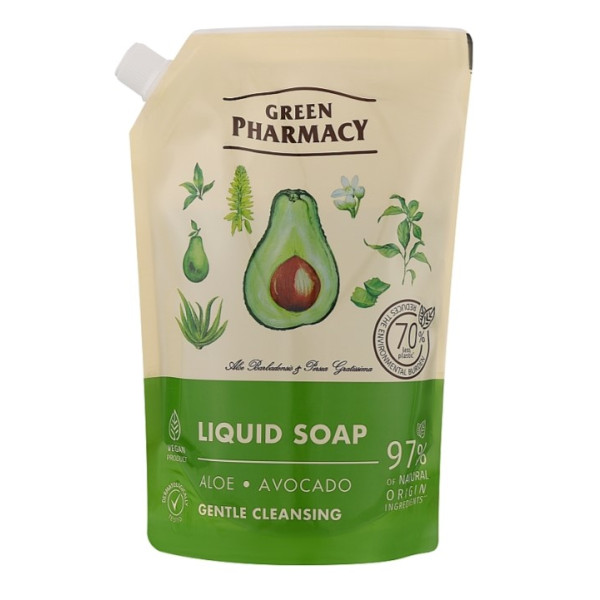 Фото - Жидкое мыло для рук Green Pharmacy 460 мл дой-пак алоэ и авокадо (4823015945748)