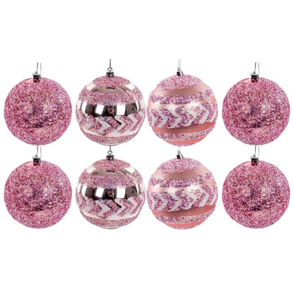 Фото - Набір ялинкових іграшок Lefard 8 шт. 10 см рожевий (822-038)