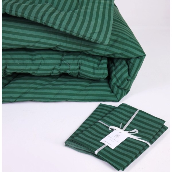 Фото - Ковдра демісезонна полуторна MirSon №134 Сolor Fun Line 17-0612 Stripe Emerald Вовна 155х215 см +нав 2 шт. (2200010858488)